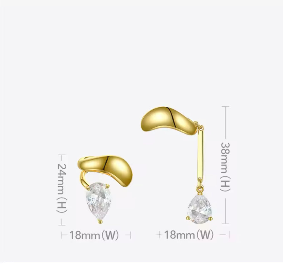 Calista Asymmetrical Water Droplets Crystal Cuff